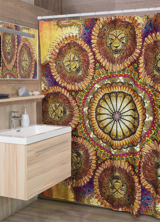 Lion Summer Mandala - Shower Curtains