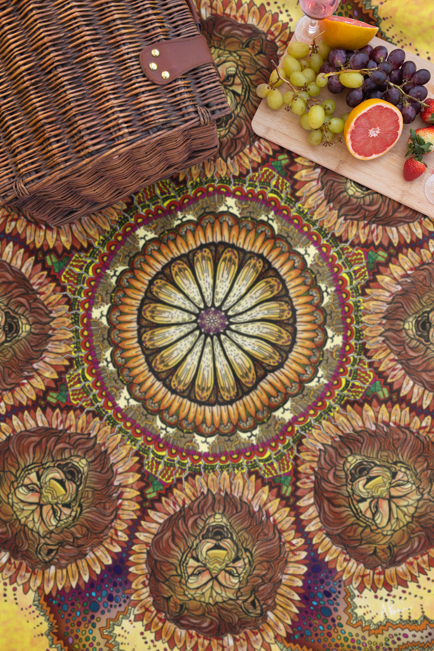 Lion Summer Mandala - Picnic Blanket