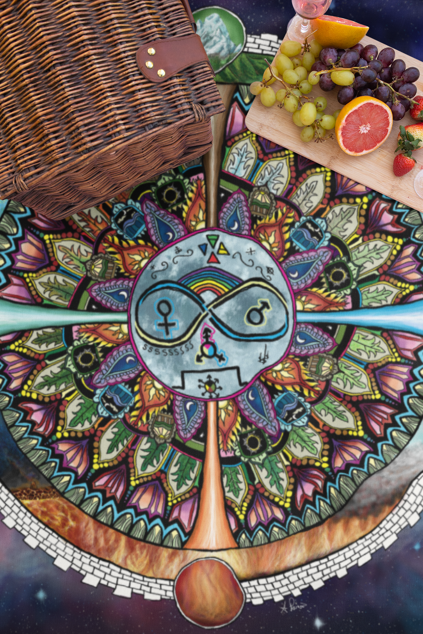 Lunar Rites Mandala - Picnic Blanket