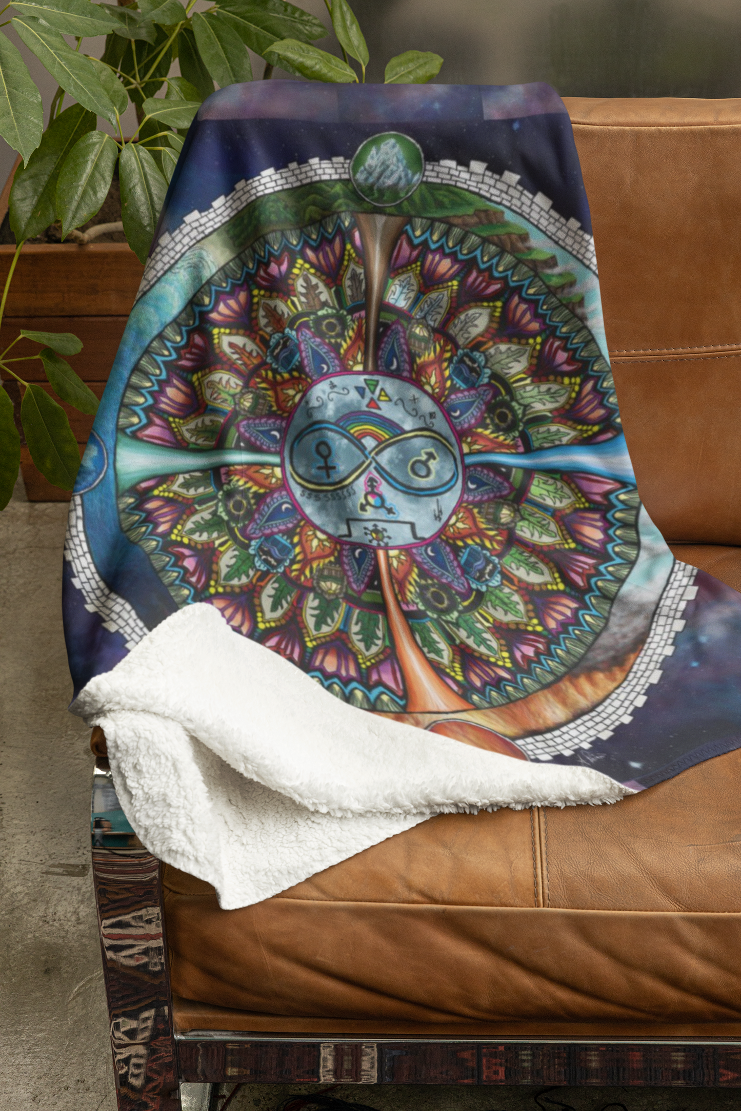 Lunar Rites Mandala - Sherpa Fleece Blanket