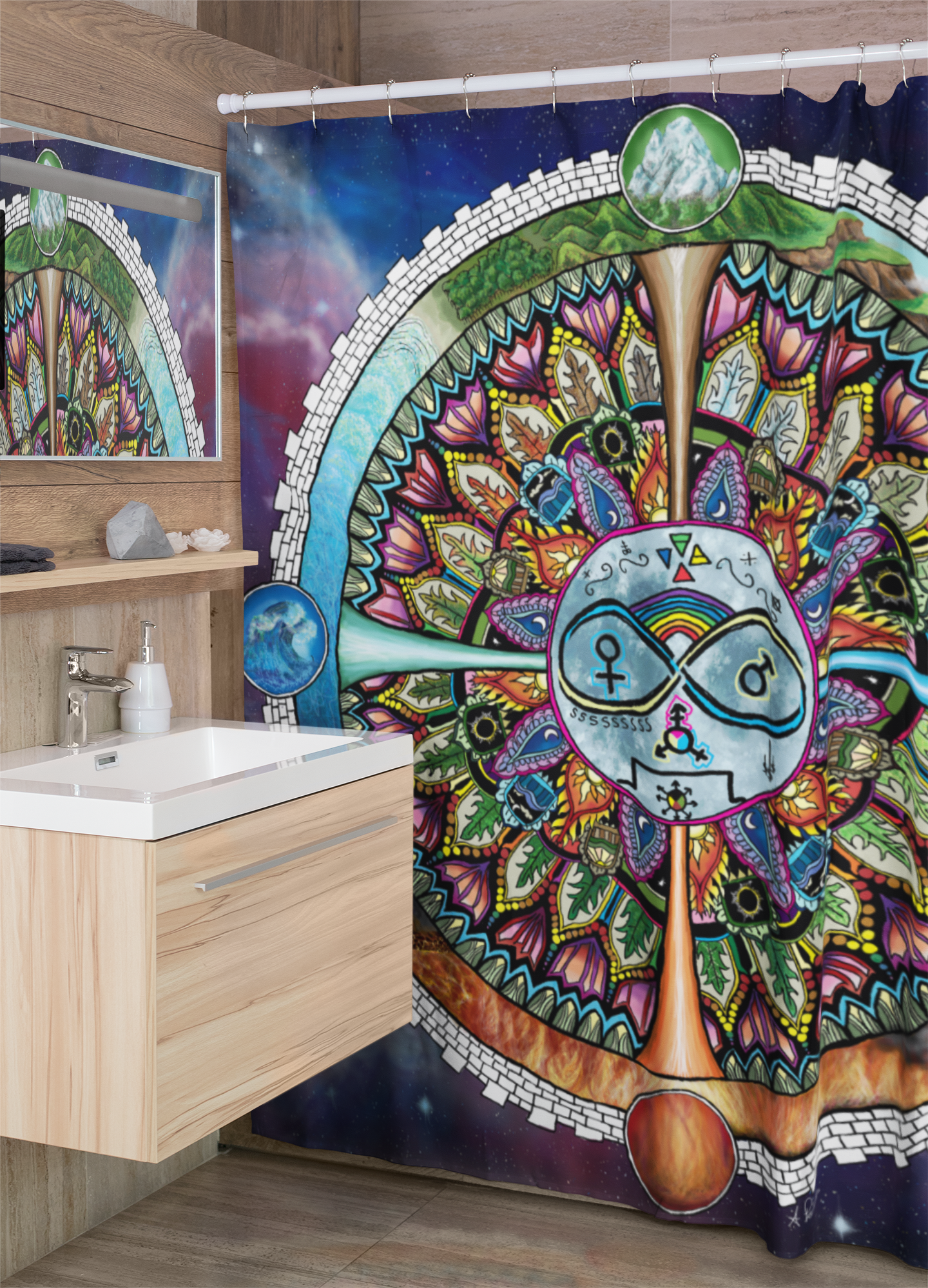 Lunar Rites Mandala - Shower Curtains