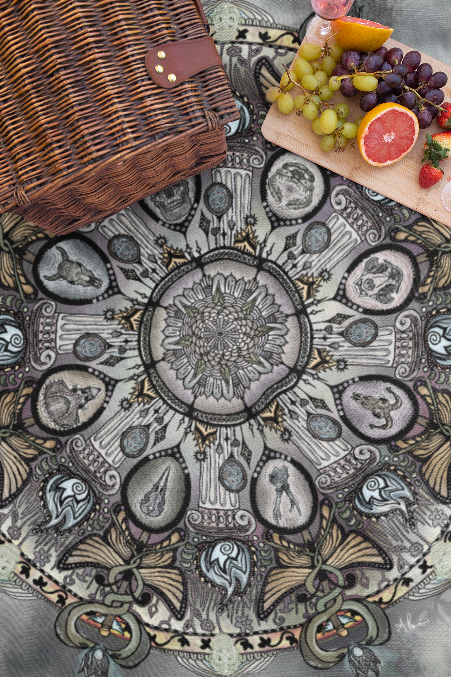 Memento Mori Mandala - Picnic Blanket