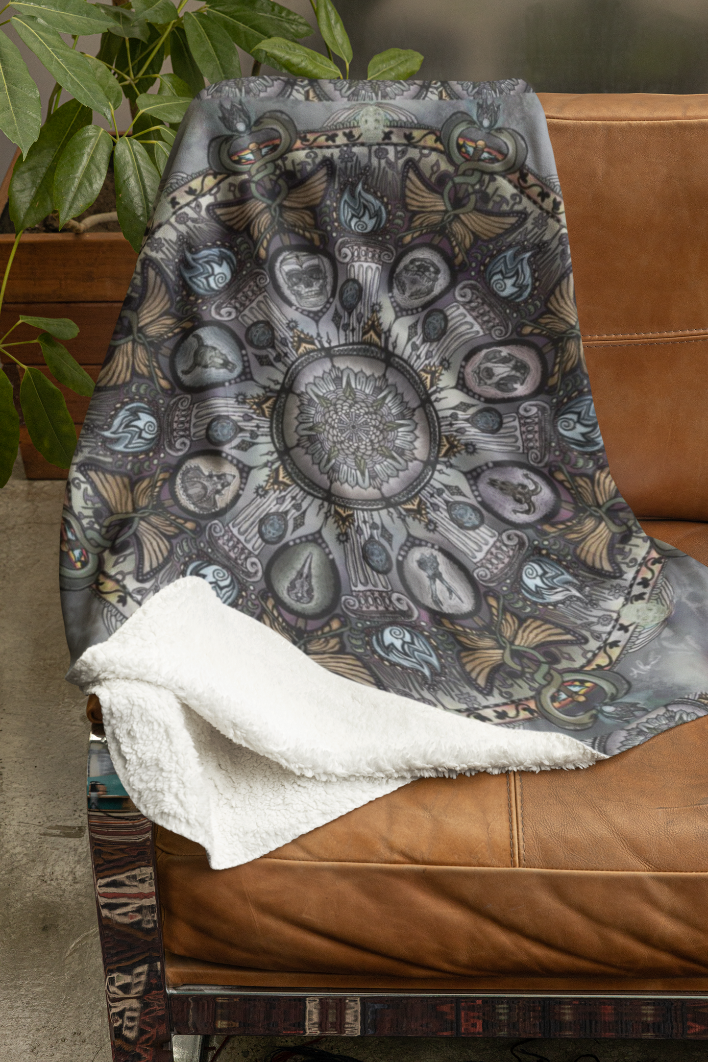 Memento Mori Mandala - Sherpa Fleece Blanket