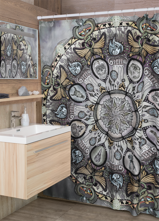 Memento Mori Mandala - Shower Curtains
