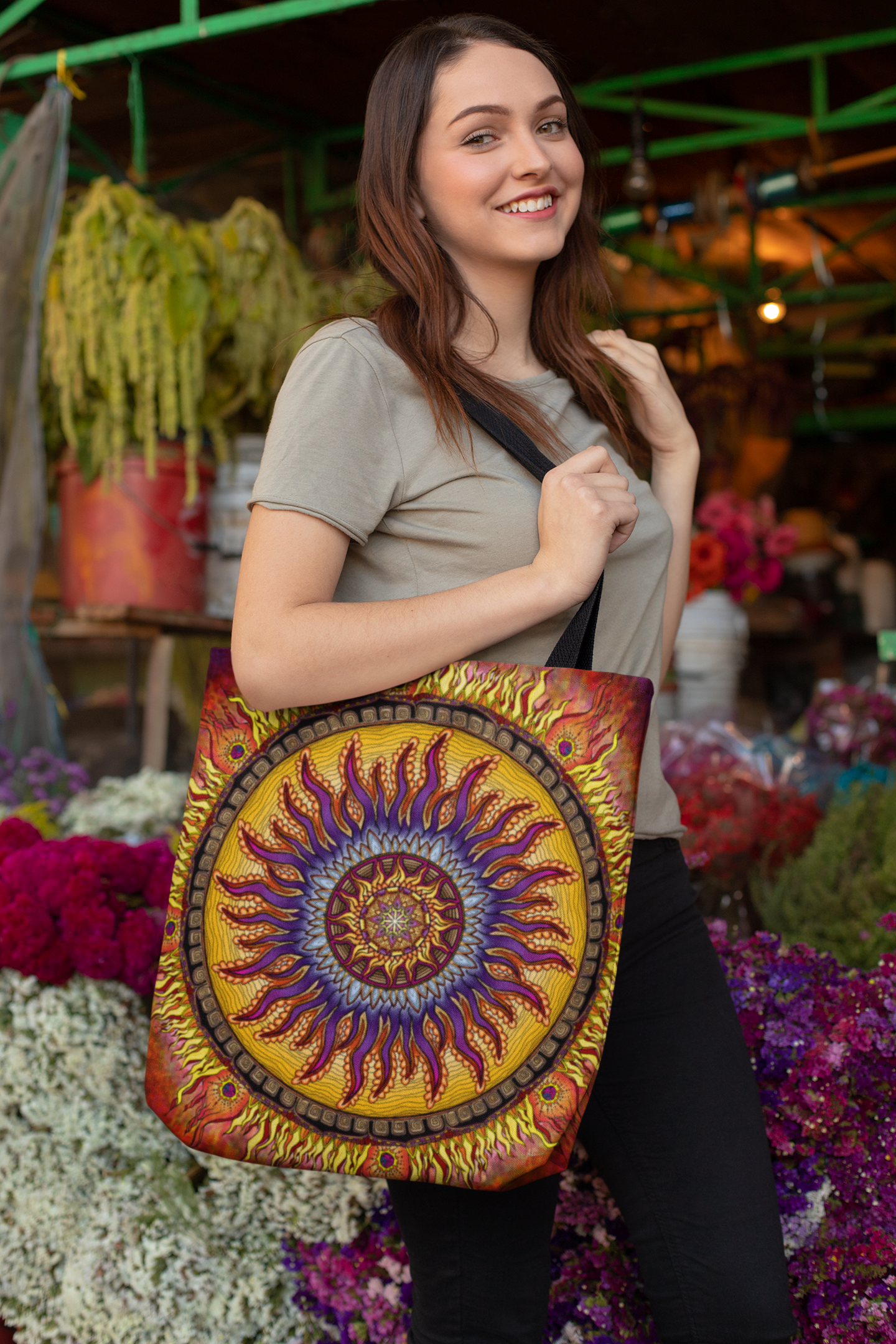 Solar Disc Mandala - Tote Bag