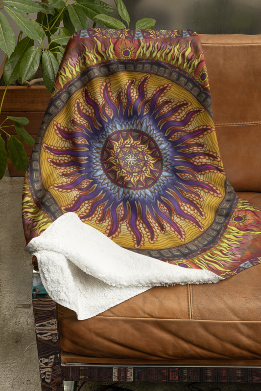 Solar Disc Mandala - Sherpa Fleece Blanket