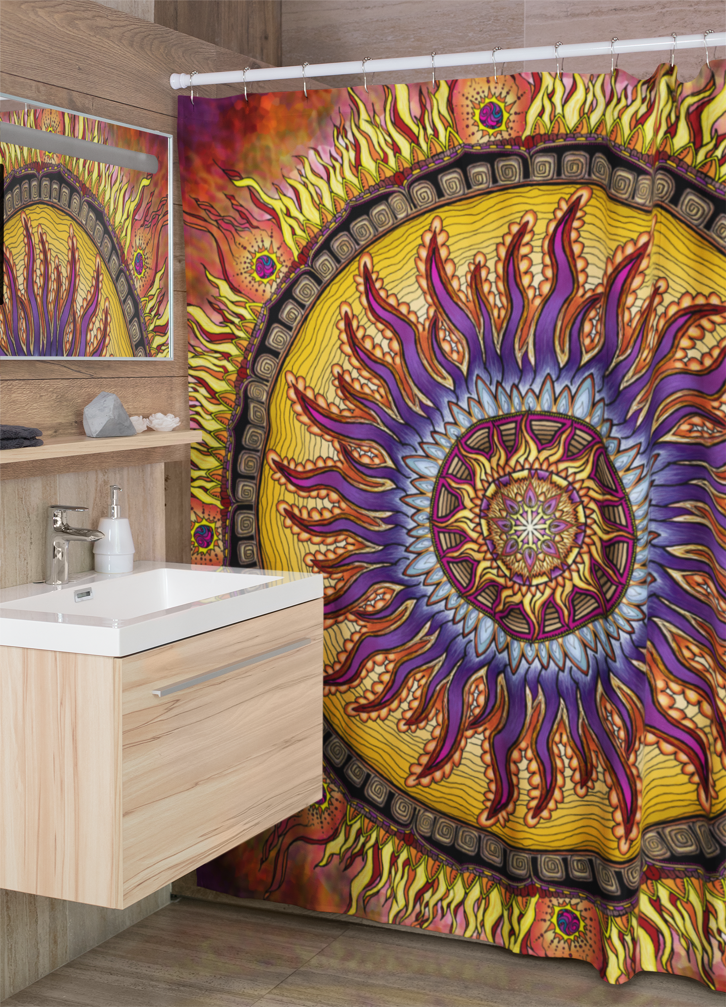 Solar Disc Mandala - Shower Curtains