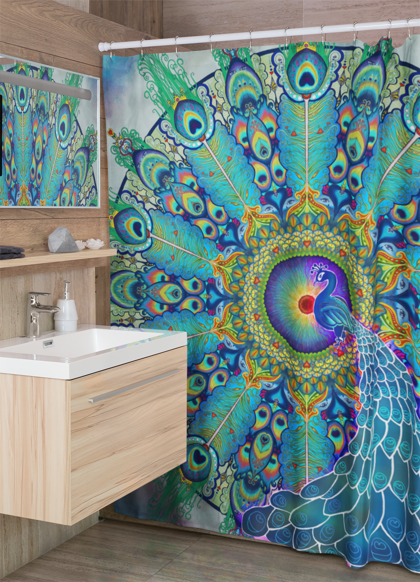 Melek Taus Mandala - Shower Curtains