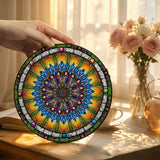 Emerald Arrows Mandala - Stained Glass Suncatcher